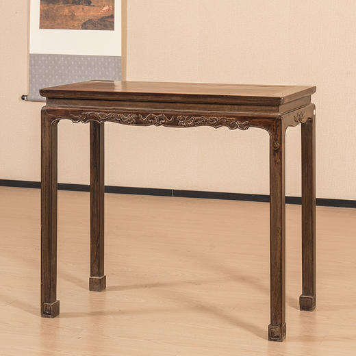 清 红木束腰马蹄腿螭龙纹半桌 商品图4