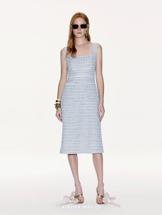 【航海日记】线条拼接设计小香风收腰连衣裙 商品图0