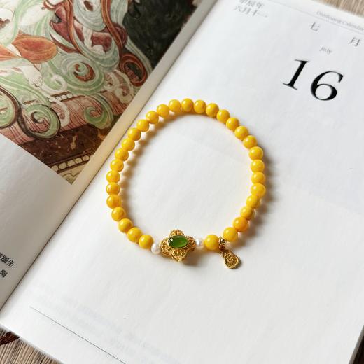 敦煌【金玉满堂·宝相花蜜蜡手串】敦煌福泽宝相花蜜蜡手串 轻奢高级国风设计感 商品图3