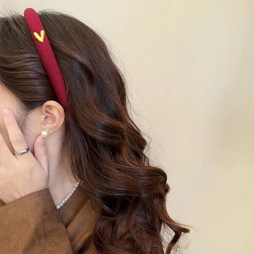 纪念日百货新年系列气质高级感酒红细发箍160947885 商品图1