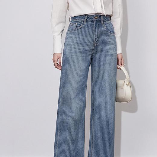 【高货wl】全新升级【铂金会员247/天猫329/差价82】(61658) 洛诗琳重工烫钻牛仔裤春季新款时尚高腰休闲通勤阔腿裤女 商品图3