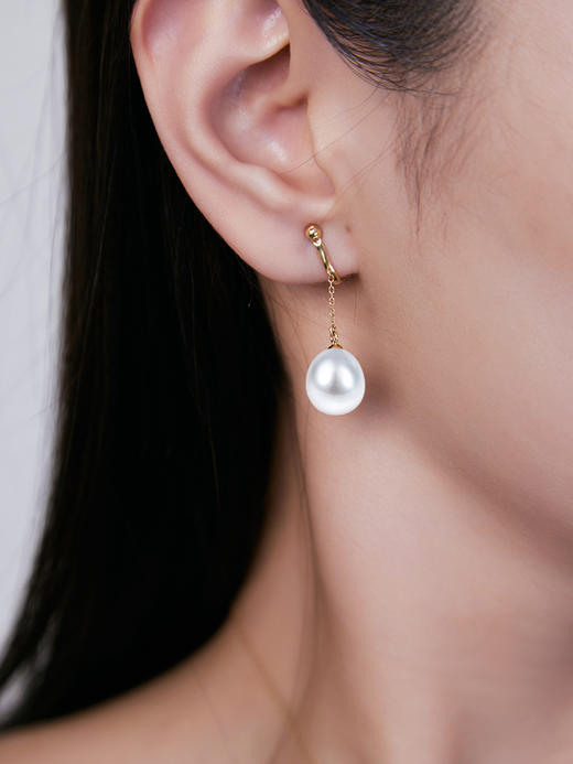 【挚友限定】18k金水滴形澳白珍珠耳夹11-12mm 商品图3