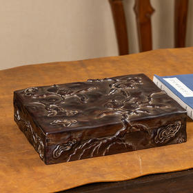 清 红木石榴纹方形盖盒