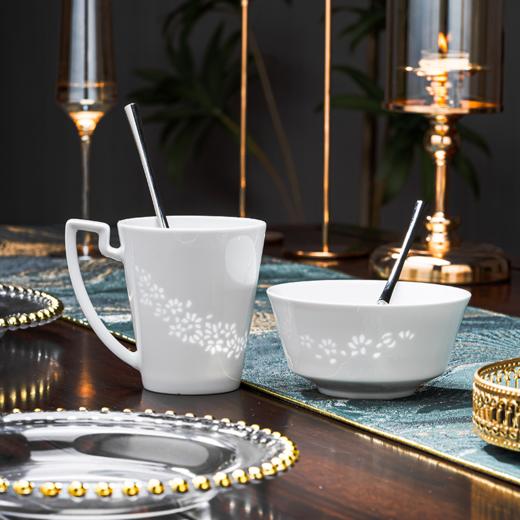 富玉 | 景德镇玲珑瓷餐具套装家用中国风新中式玉兰花10头餐具 商品图2