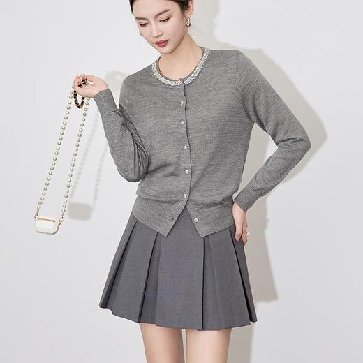 【高货wl】全新升级【铂金会员192/天猫259/差价67】(55822) 洛诗琳轻奢重工镶钻圆领高级感气质修身针织开衫上衣 商品图4