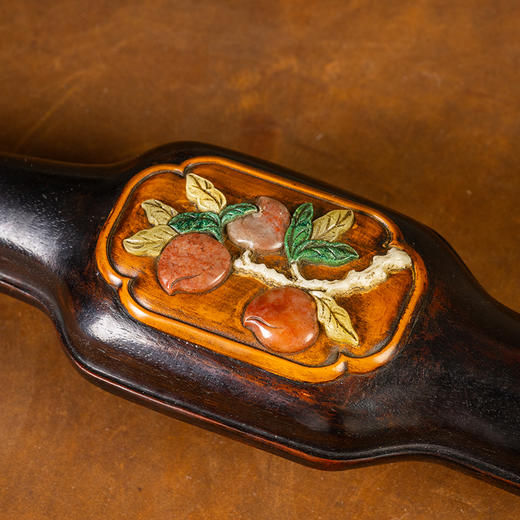 清 红木镶黄杨木百宝嵌多子多福多寿三多图如意 商品图2