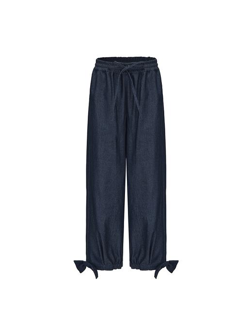 【泰晤士河畔】蝴蝶结点缀牛仔收口长裤 商品图4