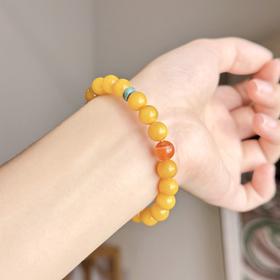 敦煌【蕴泽·蜜蜡南红手串】敦煌福泽轻奢蜜蜡佛珠手串女南红单圈手链复古中国风设计款