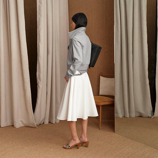 NUTH修身短款拉链卫衣高领百搭卫衣外套女 花灰色/白色 商品图4