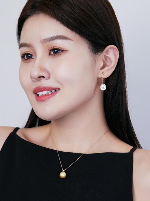 【挚友限定】18k金水滴形澳白珍珠耳夹11-12mm 商品图2