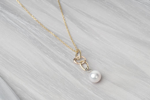 「几何」Akoya珍珠14k白金黄金玫瑰金项链 商品图0