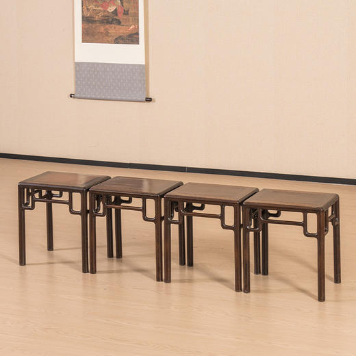 清 红木圆材方凳成堂（一堂四只） 商品图4