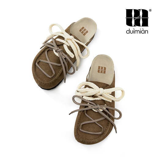 对面duimian-春夏新品袋鼠鞋棕色/牛仔蓝勃肯半拖 商品图6