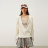 NUTH 假两件宽松深V领毛衣针织衫女 灰色/米白色（发货时间同步天猫） 商品缩略图6