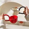摩登主妇高级感陶瓷马克杯浮雕轻奢喝水杯家用早餐杯女大容量杯子 商品缩略图0