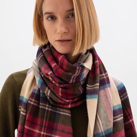 Johnstons of Elgin经典纯羊绒披肩 格纹 商品图0