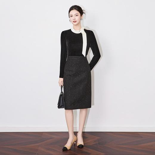 【高货wl】全新升级【铂金会员339/天猫459/差价120】(61432) 洛诗琳法式高级感气质连衣裙重工亮片编织拼接包臀裙子 商品图0