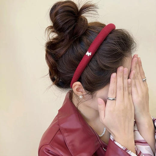 纪念日百货新年系列气质高级感酒红细发箍160947885 商品图2