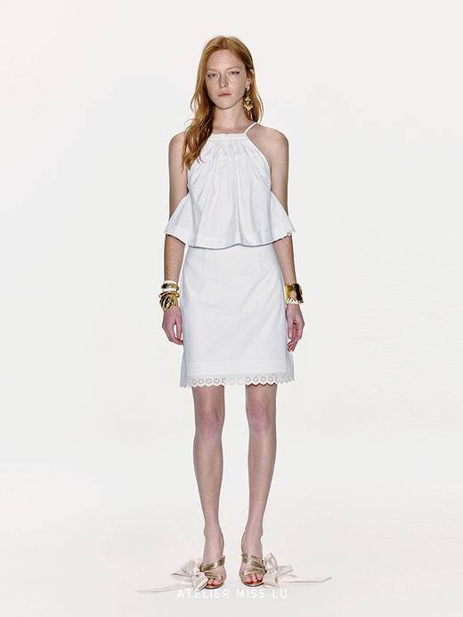 【白色梦屿】蕾丝拼接设计直身半裙 商品图0