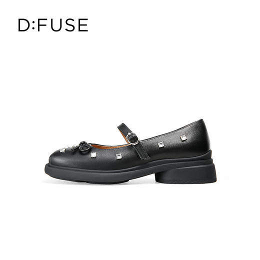 Dfuse迪芙斯2025春季新款甜酷时尚单鞋钻钉蝴蝶结方头玛丽珍鞋DFD1111109 商品图3