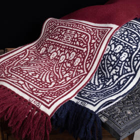 【林栖设计小店】【限量款】（红色现货5条）【缘定三生】高定双色绵羊毛牦牛绒流苏围巾披肩2025新品2951291