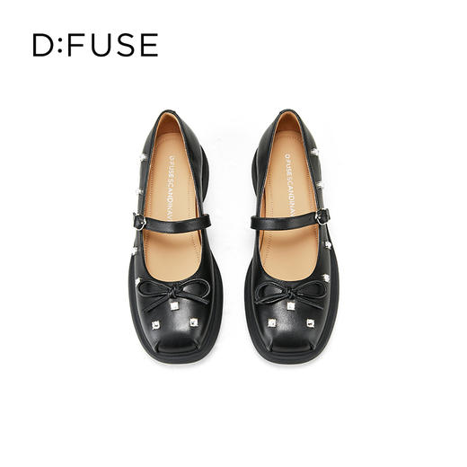 Dfuse迪芙斯2025春季新款甜酷时尚单鞋钻钉蝴蝶结方头玛丽珍鞋DFD1111109 商品图2