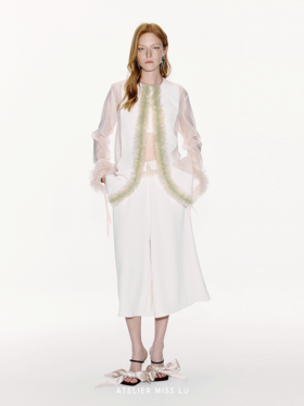 【浮游诗意】腰部薄纱拼接设计大摆阔腿裤