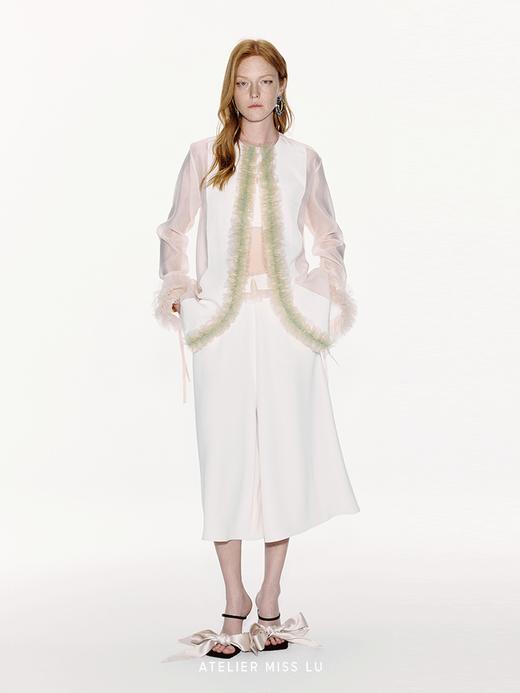 【浮游诗意】腰部薄纱拼接设计大摆阔腿裤 商品图0