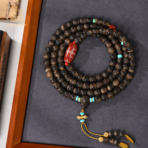 天然文莱黑棋沉香项链 沉水级 8.5mm*108颗 36.5克 SP7529 商品图0