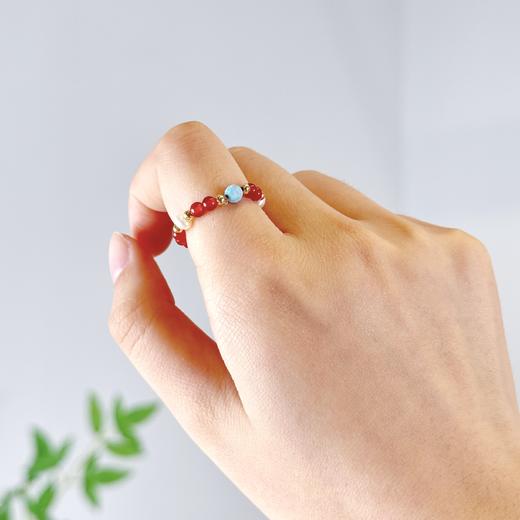 敦煌【松石玛瑙串珠戒指】绿松石串珠戒指 百搭多巴胺食指环戒指 小众设计精致手饰女 商品图9
