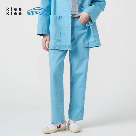 2楼素然环保棉浅色水洗瘦直筒裤吊牌价1050 商品图0