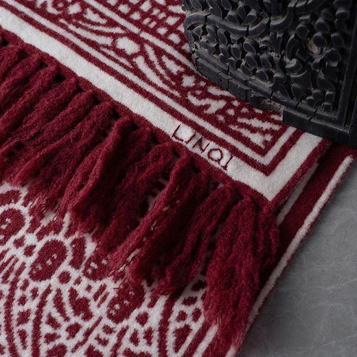 【林栖设计小店】【限量款】（红色现货5条）【缘定三生】高定双色绵羊毛牦牛绒流苏围巾披肩2025新品2951291 商品图3