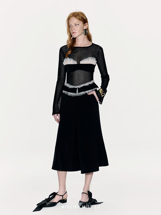 【柔雾晚霞】腰部薄纱拼接设计大摆阔腿裤 商品图2