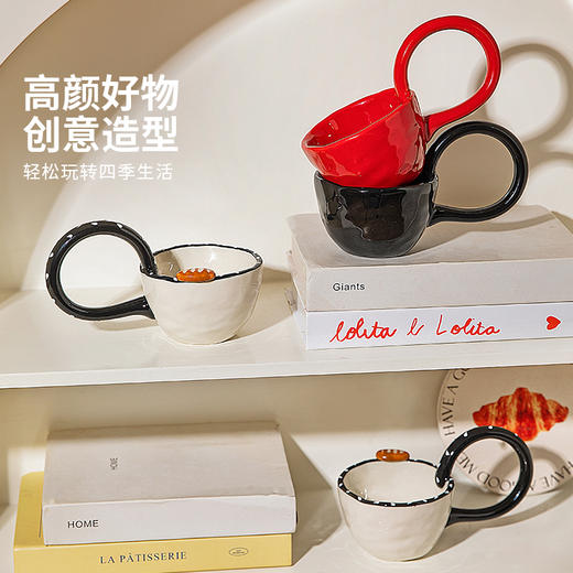 摩登主妇高级感陶瓷马克杯浮雕轻奢喝水杯家用早餐杯女大容量杯子 商品图4
