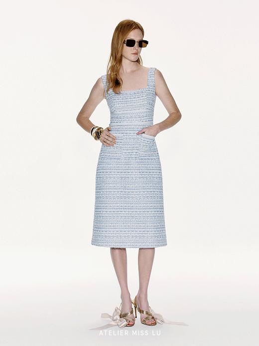 【航海日记】线条拼接设计小香风收腰连衣裙 商品图1