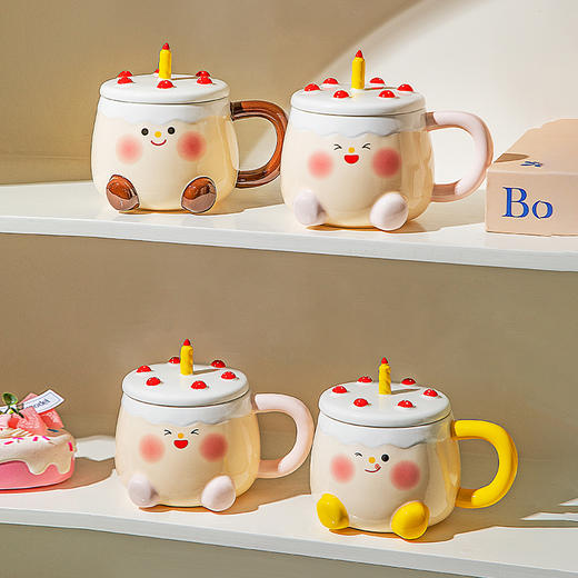 摩登主妇生日礼物杯子带盖高颜值喝水杯家用陶瓷杯可爱马克杯礼盒 商品图4