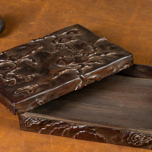 清 红木石榴纹方形盖盒 商品图4