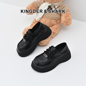经典鲨女鞋2025年春季新百搭黑色圆头平底系带舒适单鞋小皮鞋KW388-517051