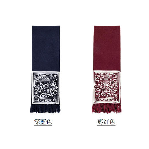 【林栖设计小店】【限量款】（红色现货5条）【缘定三生】高定双色绵羊毛牦牛绒流苏围巾披肩2025新品2951291 商品图4