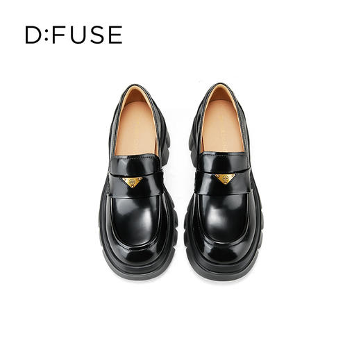 DFuse迪芙斯2025春季新款轻便通勤皮鞋三角标增高厚底乐福鞋DFD1112105 商品图9