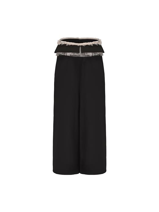 【柔雾晚霞】腰部薄纱拼接设计大摆阔腿裤 商品图4