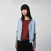 NUTH 正反两穿撞色针织开衫毛衣喇叭袖针织衫女蓝灰拼色 商品缩略图0