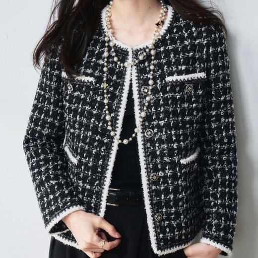 【高货sh】全新升级【铂金会员367/天猫489/差价122】(64021) 洛诗琳早春新款法式轻奢风格纹蝴蝶纱粗花呢小香风外套女 商品图3