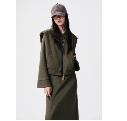 D63春季新品咖色复古垫肩马甲背心休闲无袖外套 商品图2