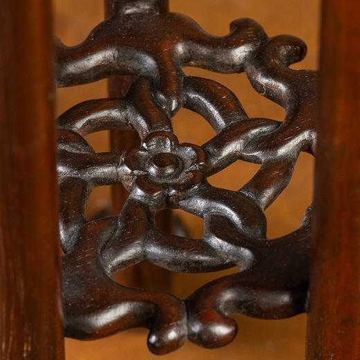 清 红木云纹五足圆花几摆件（一对） 商品图3