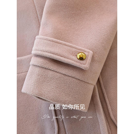 COCOBELLA气质粉温柔风毛呢外套质感金属扣中长款大衣WL7063-2 商品图4