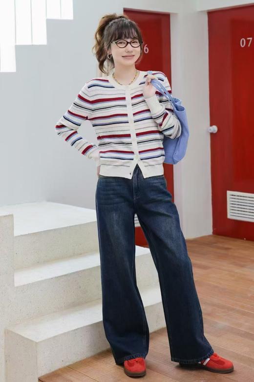 【预售】柚丁女装俏皮灵灵动彩虹针织条纹开衫9A11M27385 商品图1