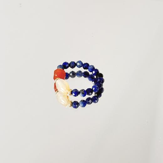 敦煌【青金石玛瑙戒指】爆款新中式饰品 彩色石串珠戒指民族风复古指环手饰女 商品图12