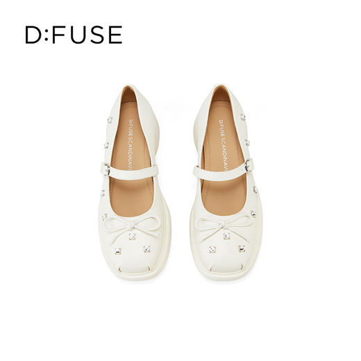 Dfuse迪芙斯2025春季新款甜酷时尚单鞋钻钉蝴蝶结方头玛丽珍鞋DFD1111109 商品图6