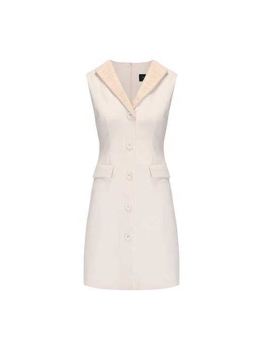 【杜乐丽帷幕】肌理柔纱艺术拼接收腰马甲连衣裙 商品图4